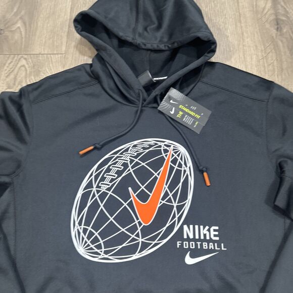 NWT Nike Football Black Therma Fit Pullover Hoodie Mens Large - Picture 2 of 5